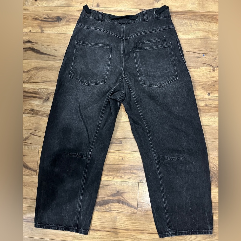 Free People Moxie Low Slung Pull On Barrel Jeans Nighthawk size 30 - Picture 6 of 14
